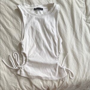 White Sleeveless Top with Side Ties